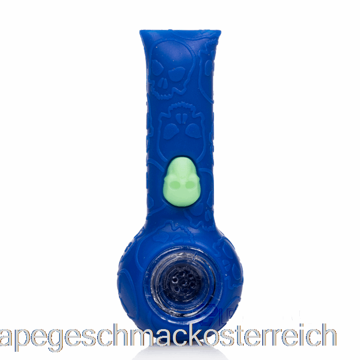 Stratus Silikon-Totenkopf-Handpfeife Navy / UV-Biene (blau / UV-grüne Biene) Vape-Geschmack